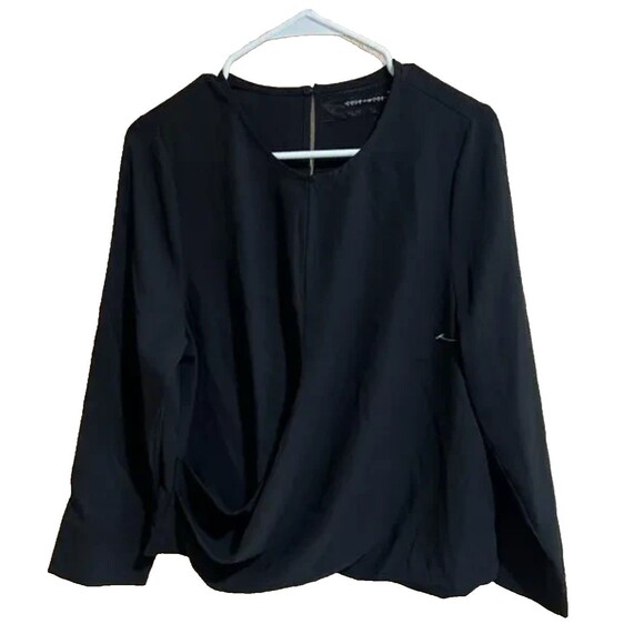 NEW Code X Mode 3/4 Sleeve Faux Wrap Blouse Women's sz S Black - Picture 4 of 6